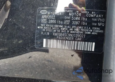 2022 Genesis G80 2.5T Rwd из США, поврежденный, VIN KMTGB4SC9NU139021